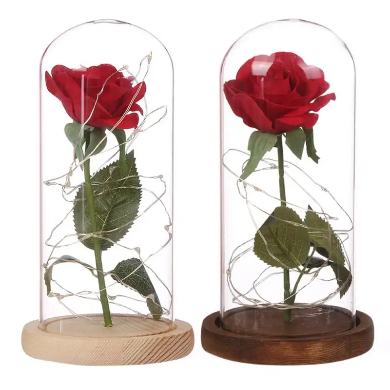 Роза в колбе красота и красная роза светодиодный светильник кой стеклянном