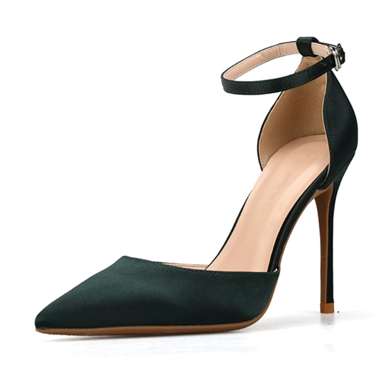 

G&Zaco Luxury Satin Pumps Sexy high heels hollow summer Ankle Strap Shoes Thin Heeled Buckle Sandals Women's High-heeled Shoes