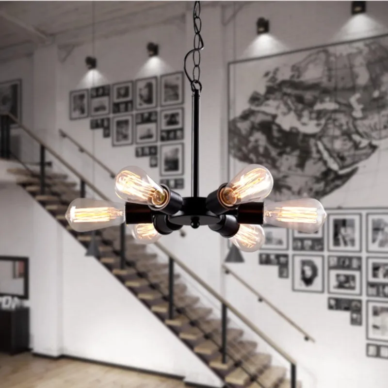 

Ferris wheel chandelier Vintage Metal Sputnik Hanging lamp Edison retro lighting fixtures American barn chandeliers 6 lights
