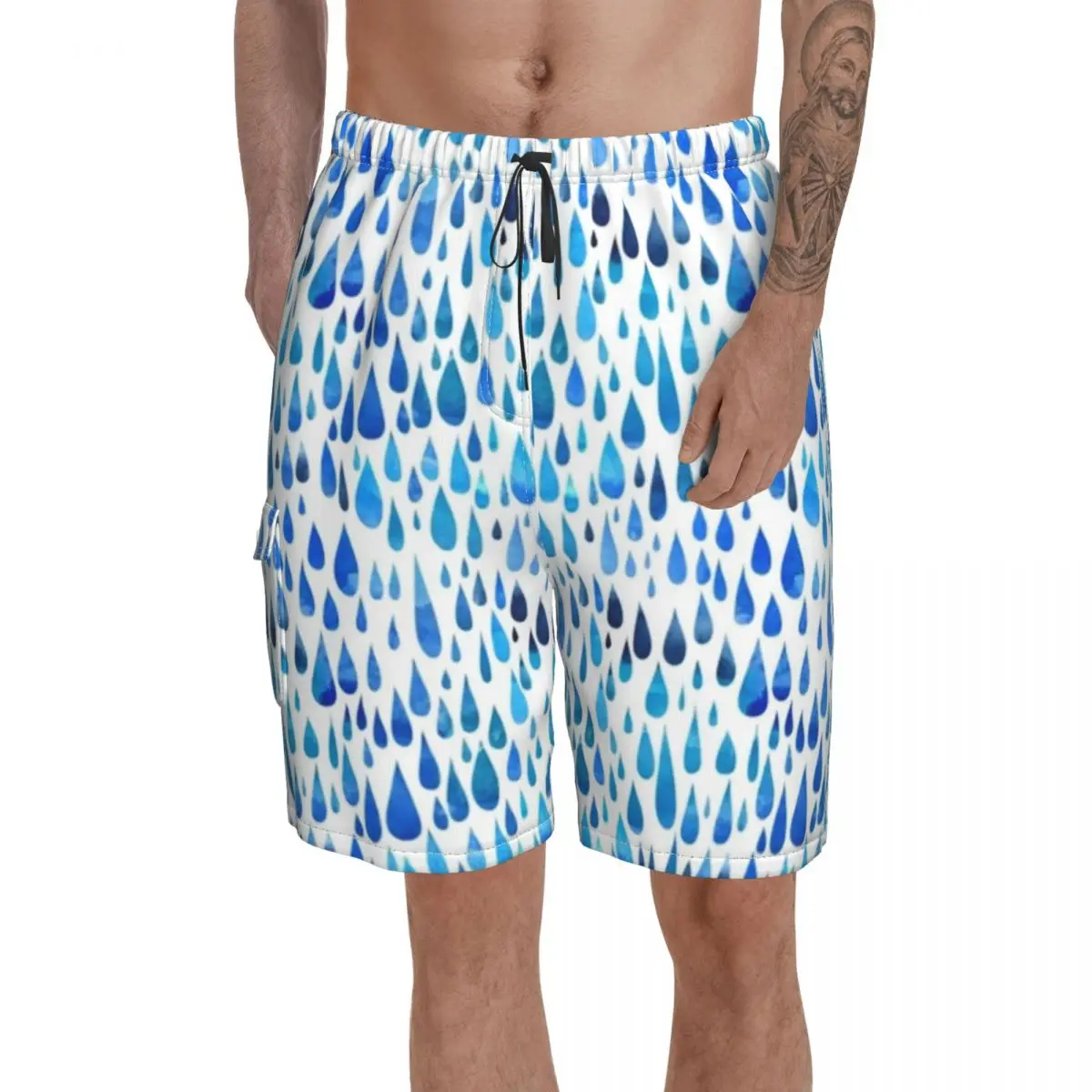 Шорты для дождевой доски плавки из полиэстера мужские пляжные с рисунком|Плавки