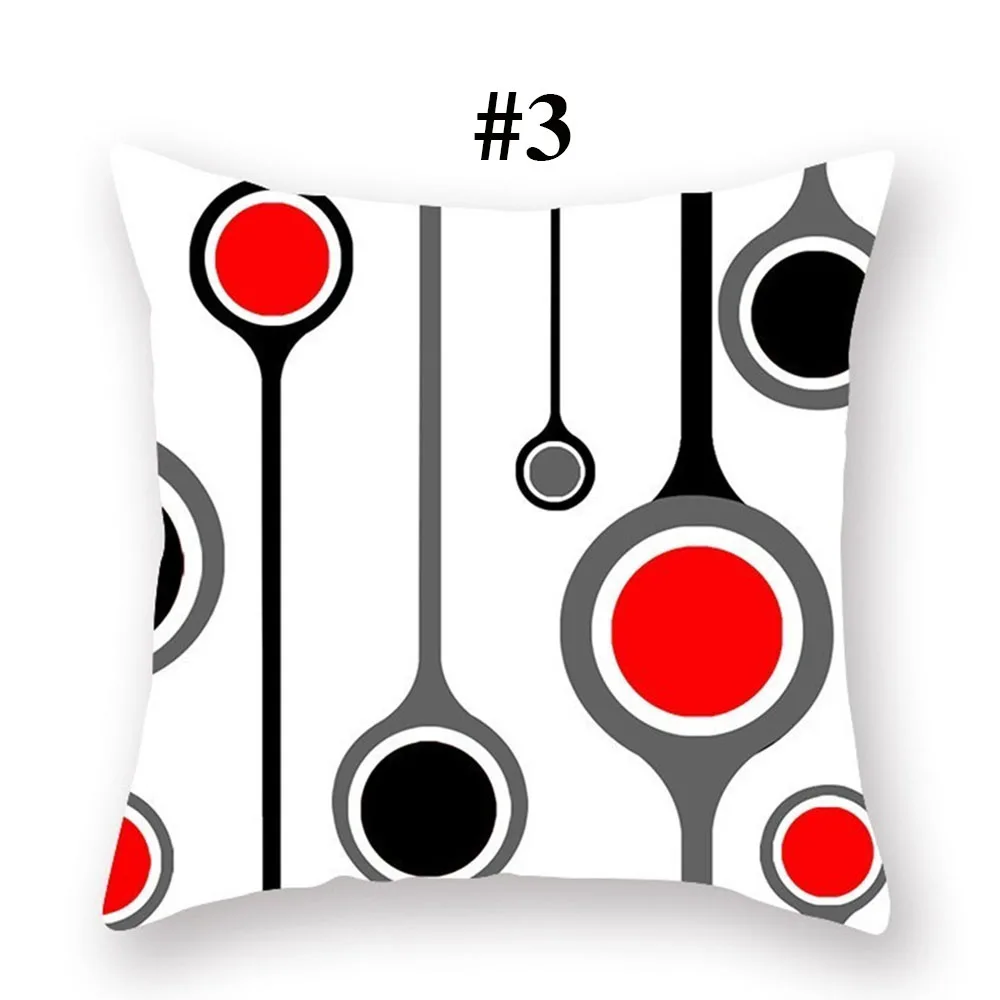 Наволочка черно-красная Геометрическая 100% полиэфирные подушки Чехол для диван