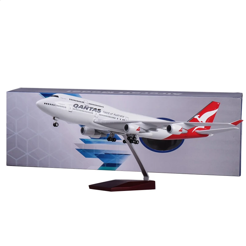 1/150 масштаб 47 см самолет B747 QANTAS Boeing 747 модель самолета светодиодный свет и колесо шасси литье под давлением модель самолёта из смолы игрушка