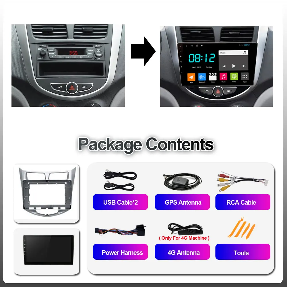 Мультимедийный видеоплеер на Android для Hyundai Solaris Accent i25 2010 2011 2012 2013 2016 навигация