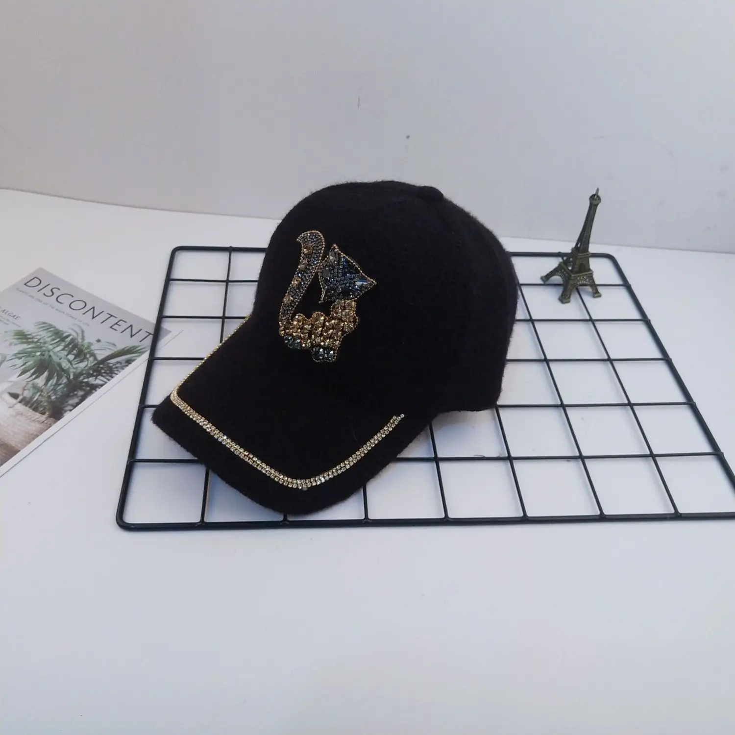 Новинка женские осенние шапки из кроличьей шерсти стразы в виде лисы