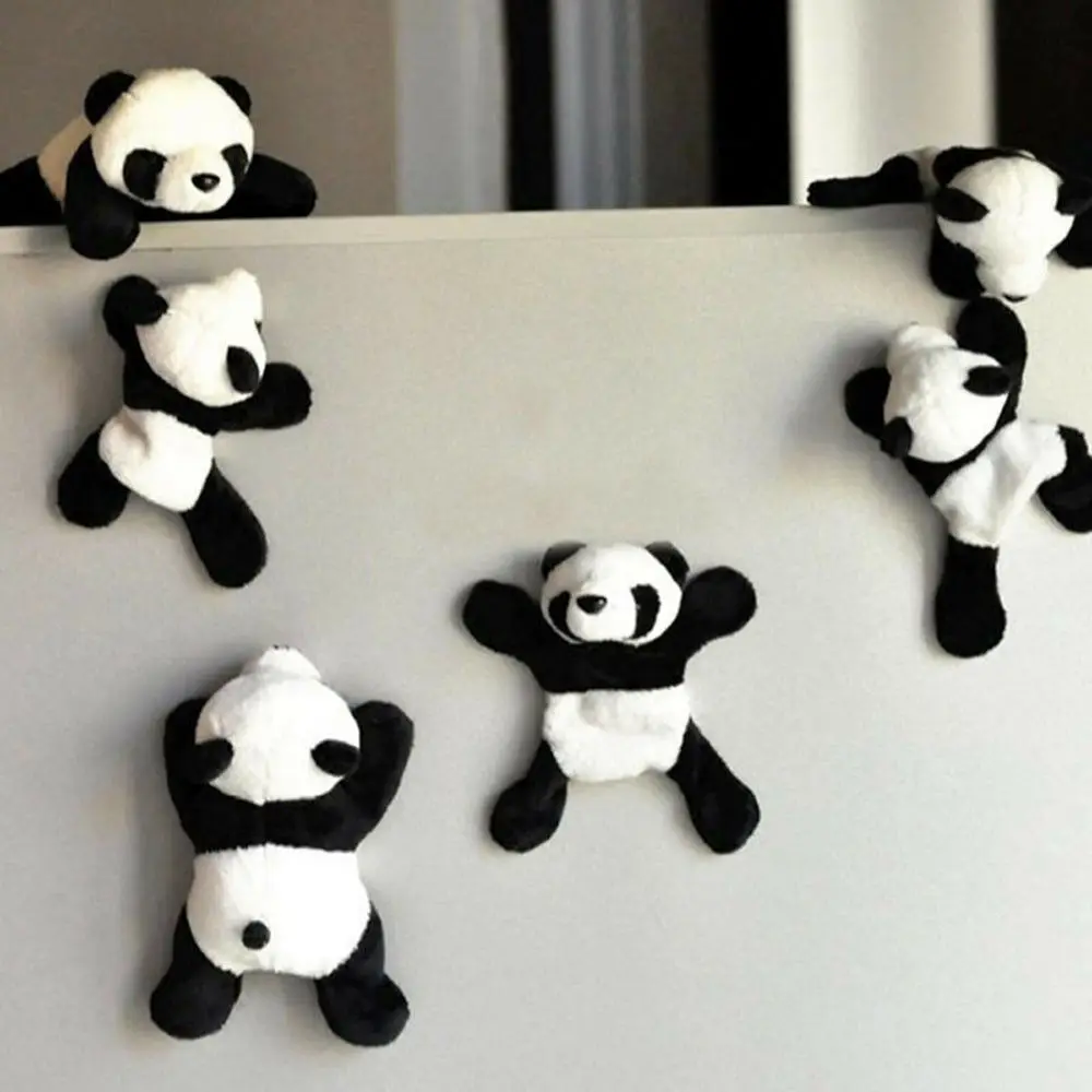 

Cute Soft Plush Panda Fridge Magnet Refrigerator Sticker Home Decor Souvenir For Kids CuteWooden Cartoon Stickers On The Fridge