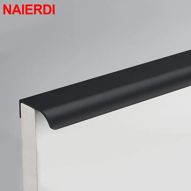 Ручки для кухонного шкафа NAIERDI из цинкового сплава скрытые ручки ящиков черного и