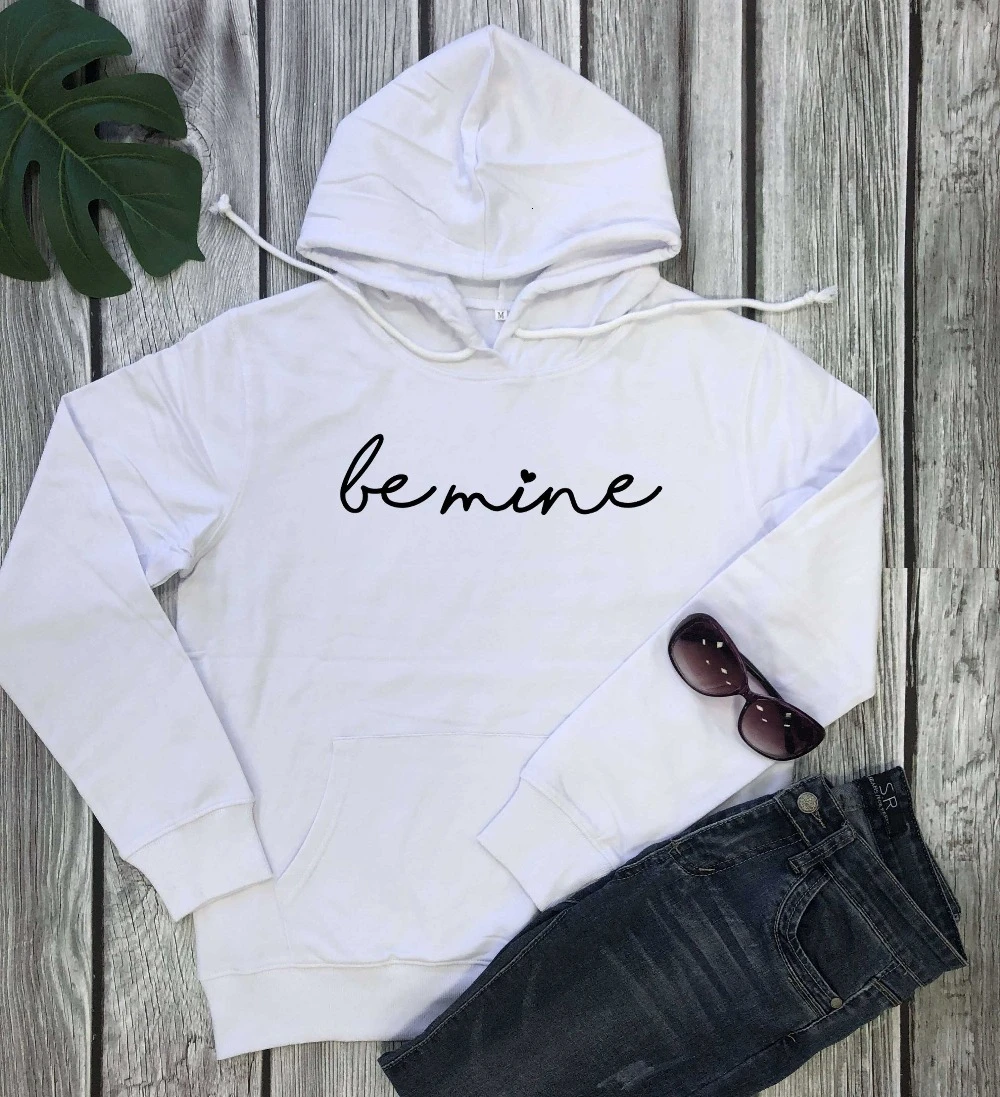 

Be mine heart graphic Valentine's Day women fashion pure casual hipster young hoodies vintage slogan quote pullovers tops- L191