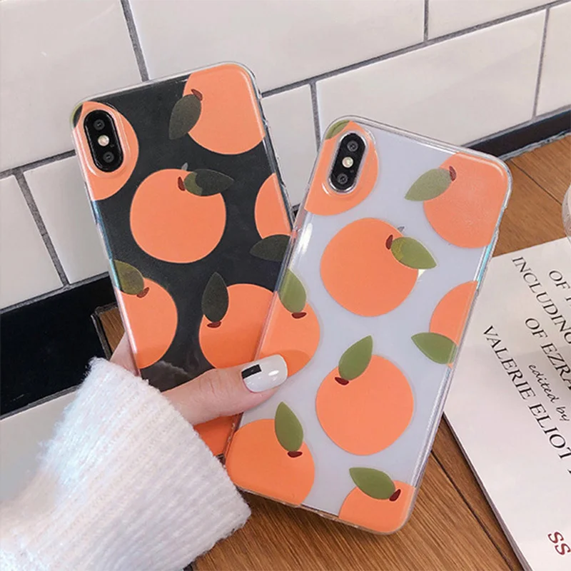 Роскошный прозрачный милый чехол с оранжевыми фруктами для Apple iPhone X XR XS Max 8 7 6 6S Plus