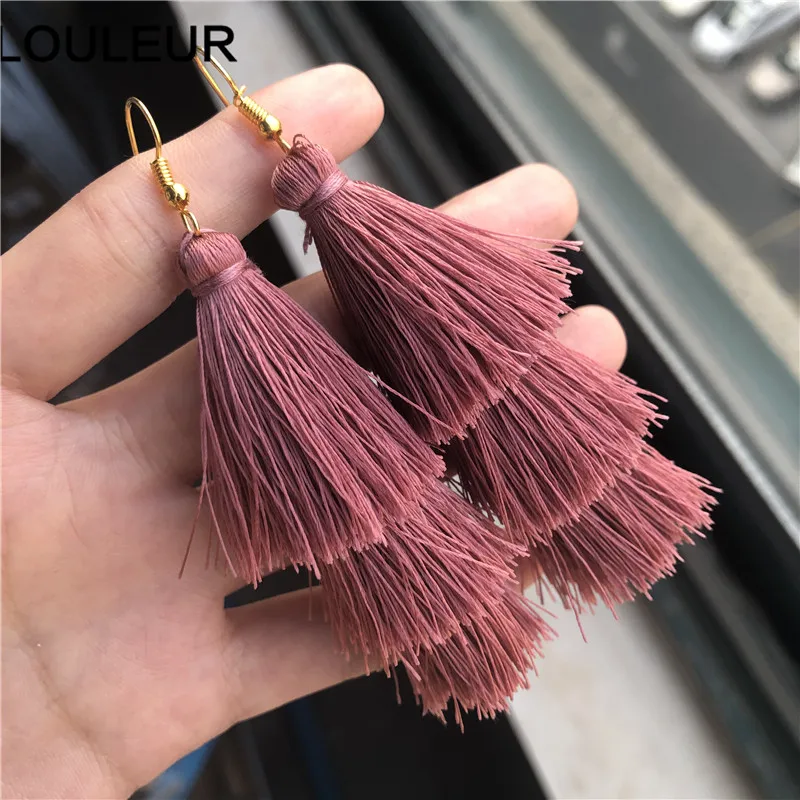 LOULEUR 3 Слоистые богемные Роскошные массивные Серьги-кисточки Boho модные ювелирные изделия женские длинные висячие серьги