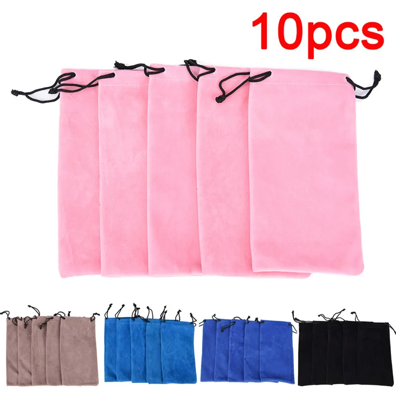 

10pcs/lot Eyewear Cases Bags In Velvet Material Very Soft Eyeglasses Pouch Drawstring Sunglass Bag