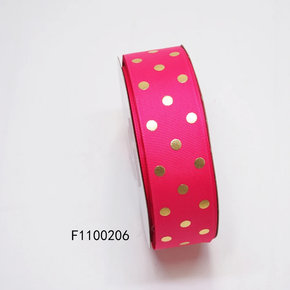 Бесплатная доставка 38 мм в горошек 50 ярдов золотистый лента рубчик с принтом из
