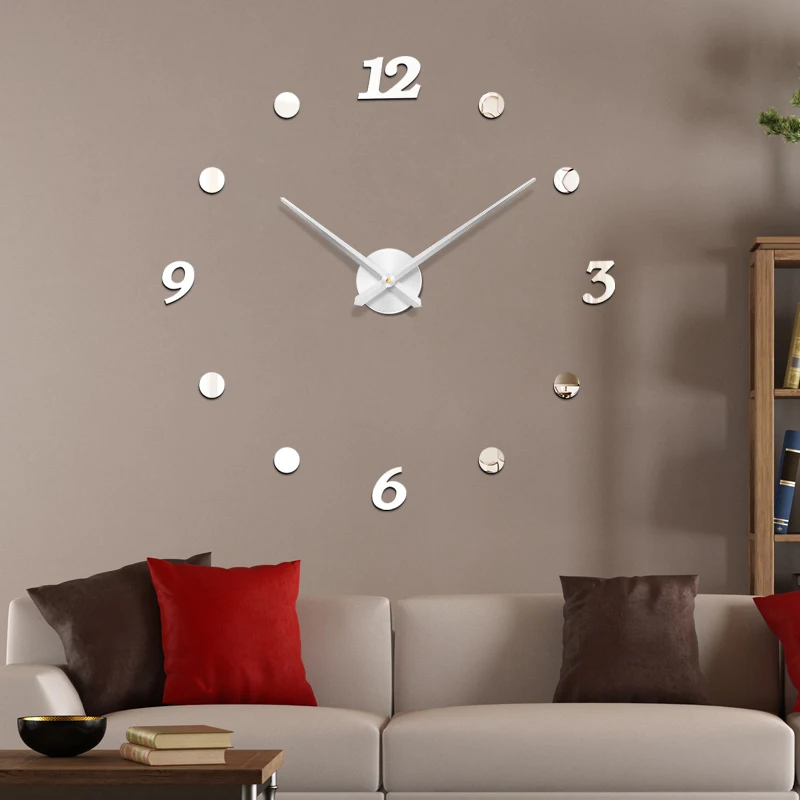 Креативные Круглые зеркальные настенные часы сделай сам наклейки домашний декор