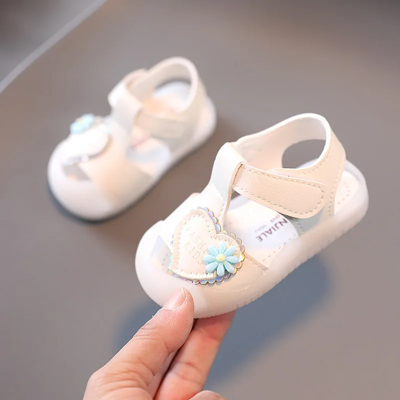 

0-2Y Baby Sandals Home Little Kids Toddler Shoes Non-Slip Girls Princess Sandal Soft Flat Lightweight Casual First Walker Shoes