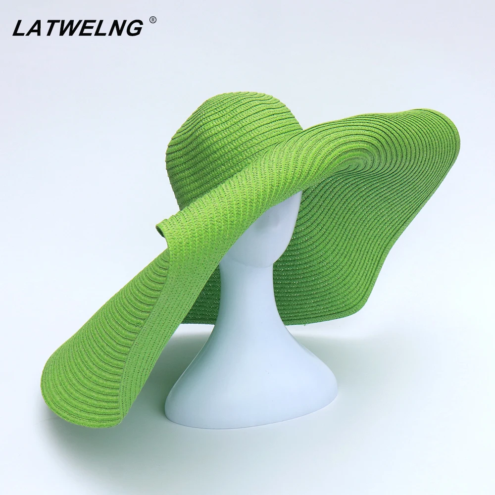 

Wholesale 15Colors Ladies Summer Oversized Hats Women Floppy Big Beach Hat Fashion Foldable Vacation Sun Visor Caps Dropshipping