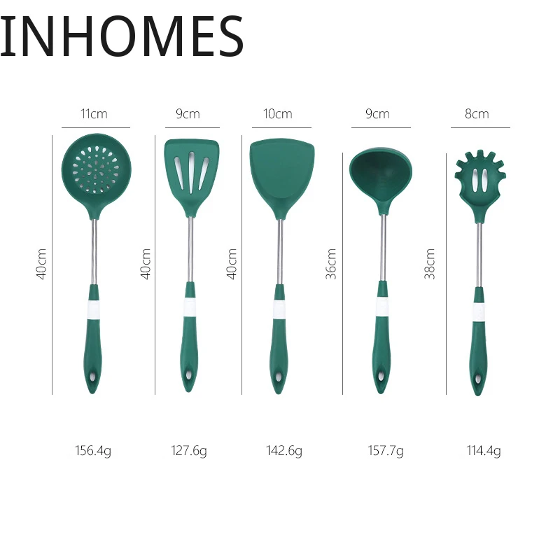 

5PCS Non-stick Food Grade Silicone Spatula Set Cooking Baking Utensils Tools For Kitchen Accessories