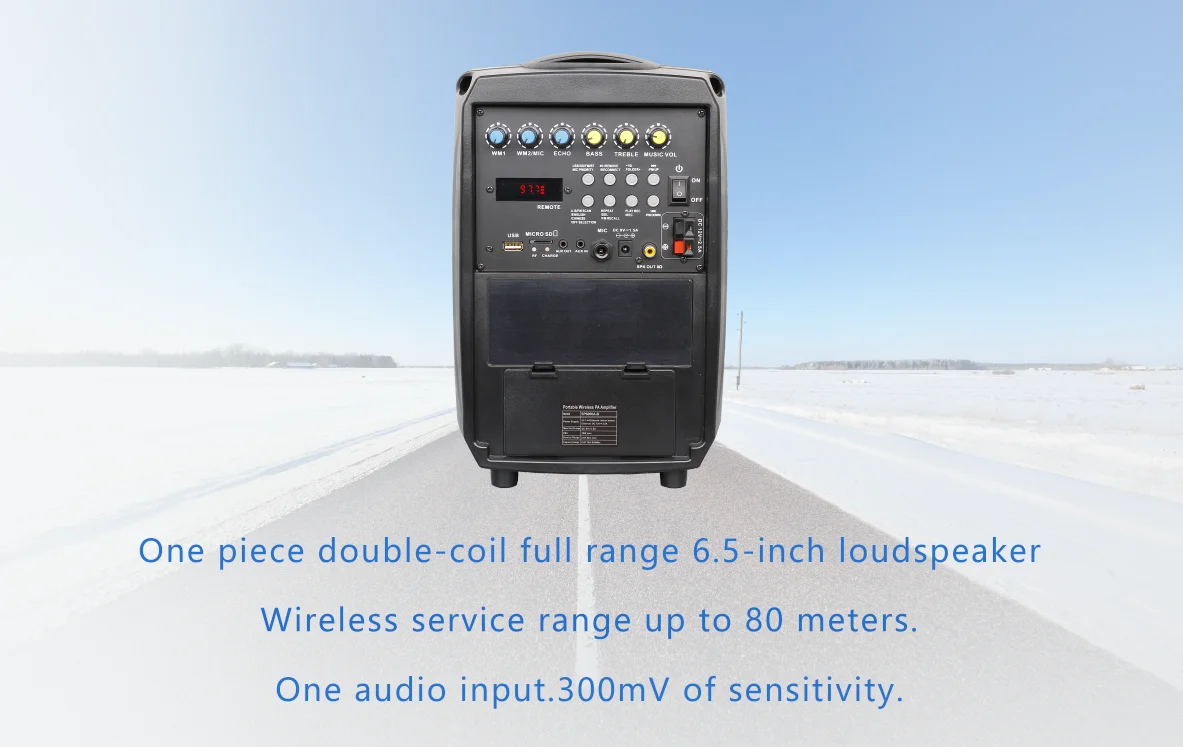 

Wireless Portable Bluetooth Pa System With Amplifier Speaker,UHF Microphone,Rechargeable Battery,Remote Control