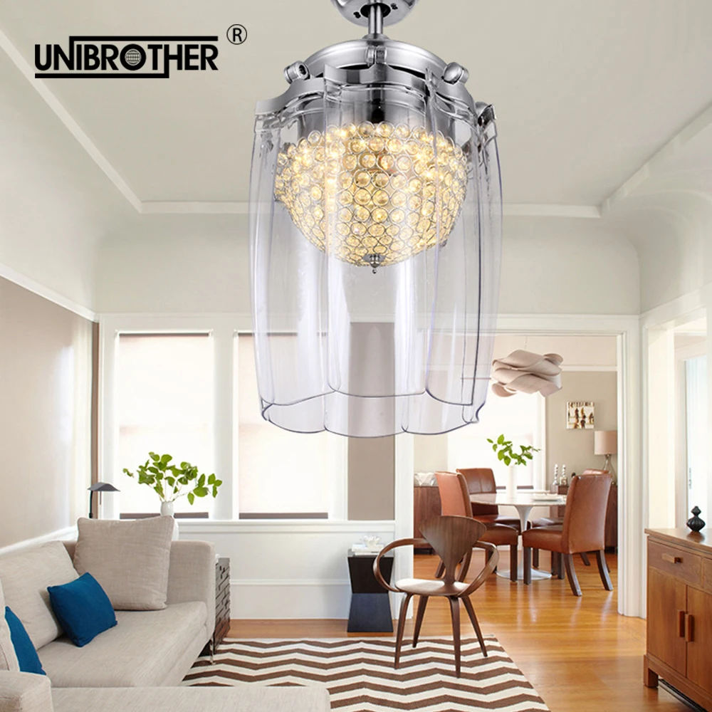 Затемнения 42 дюйма Хрустальный потолочный вентилятор люстра с Дистанционный