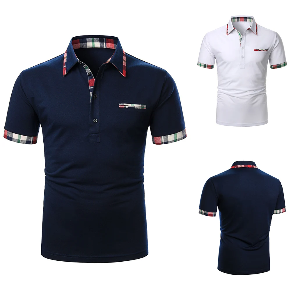 Мужская Летняя модная клетчатая рубашка поло с коротким рукавом повседневная S 2XL