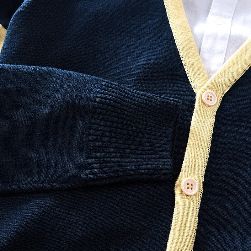 Хлопковый свитер мужской кардиган с длинными рукавами и вышивкой мужские