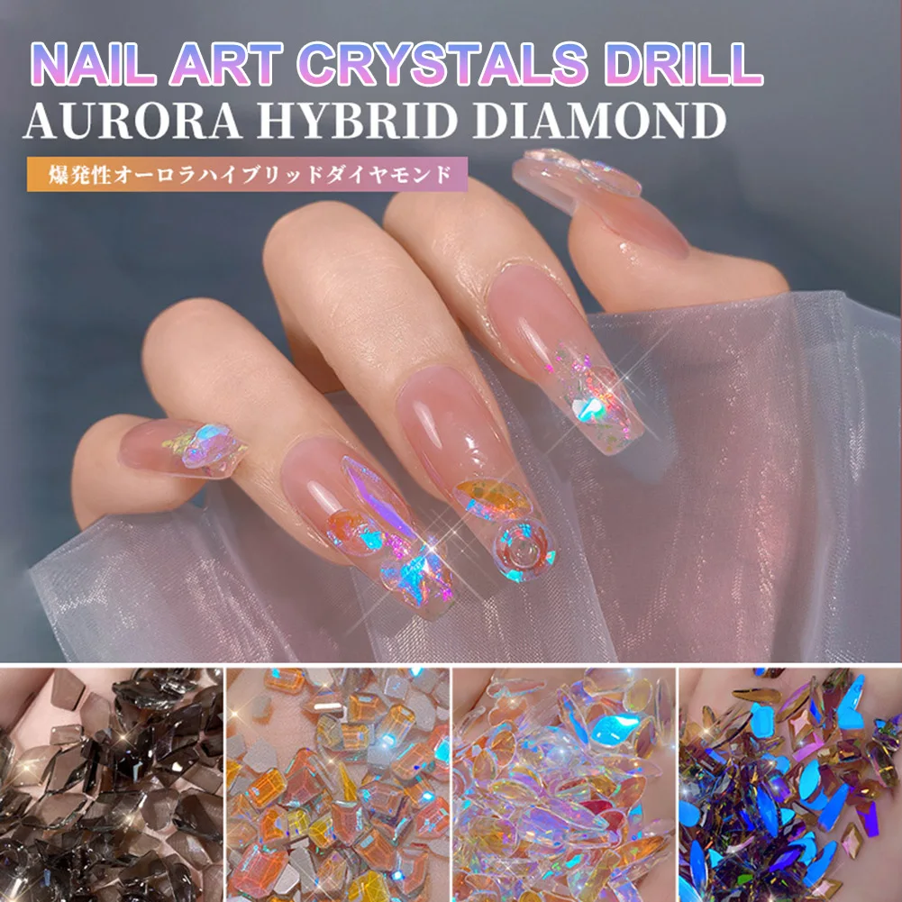 

50/100pcs 3D Multicolor Nail Art Rhinestones Crystals Flat Back AB Aurora Crystal Gems Mixed Shape DIY Nail Art Decoration