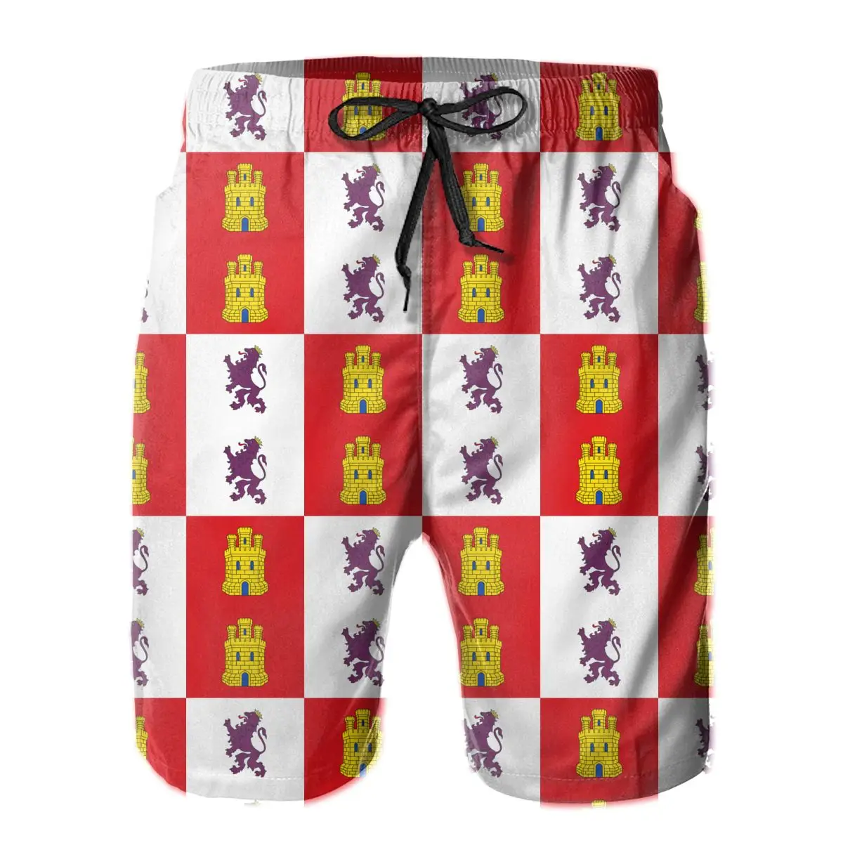 

Summer Men Causal Short Breathable Flags of the autonomous communities of Spain running Flag Of Castile And León Male Shorts