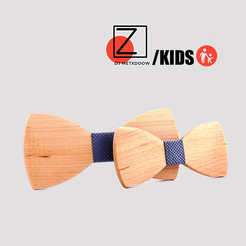 

Maple Wooden Parent-Child Bowtie Sets Dark grey Family Butterfly Party Dinner Wedding Cute Kids Men Bow tie Accessory