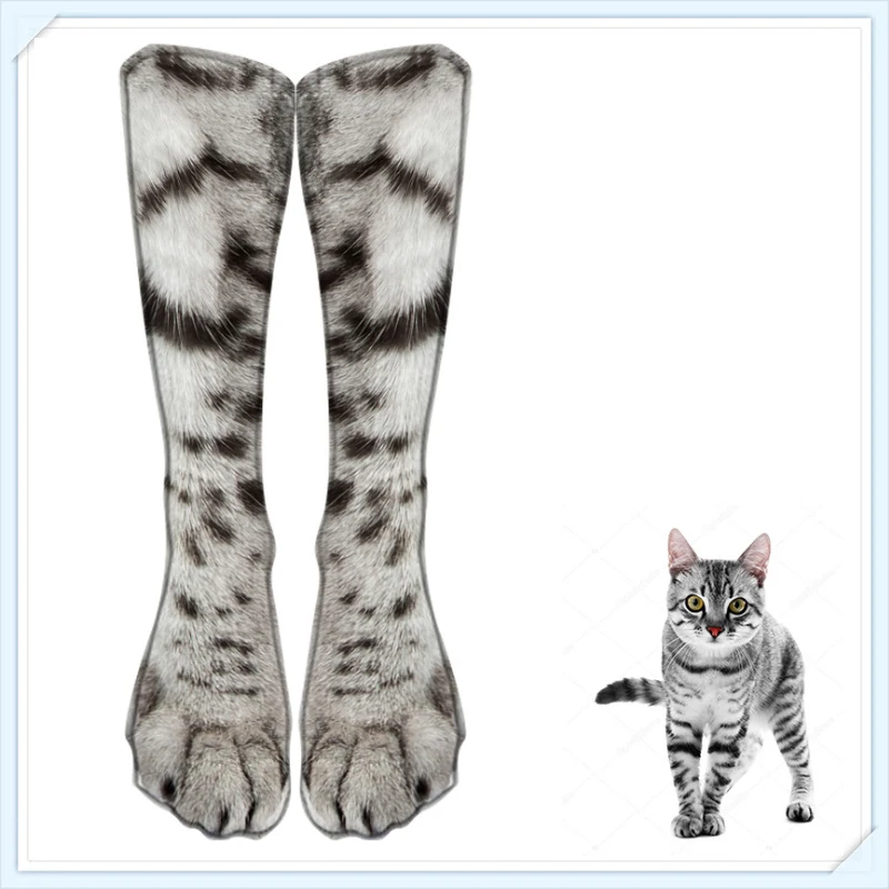 Симпатичные хлопковые носки с кошачьими крапанами и 3D принтом лапками для