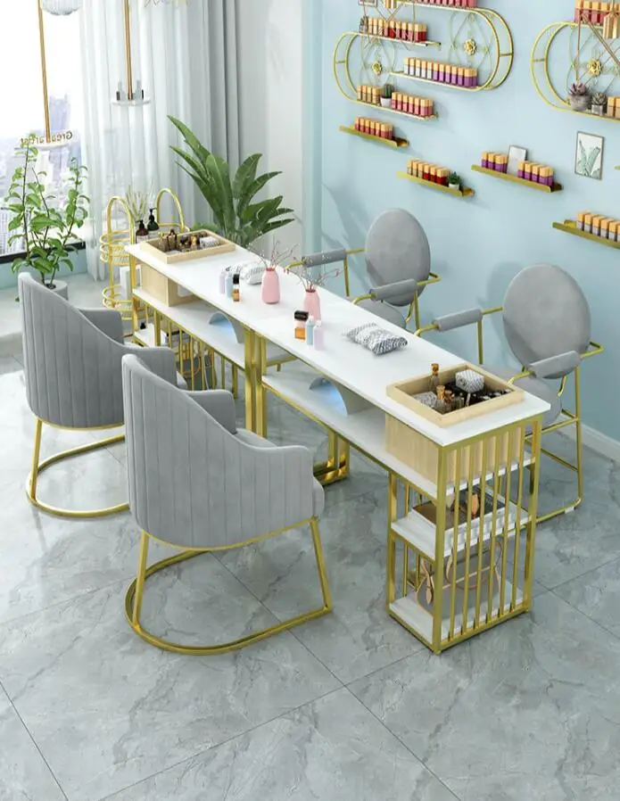 

Manicure table and chair set combination single double net celebrity shop multifunctional nail table with drawer double layer