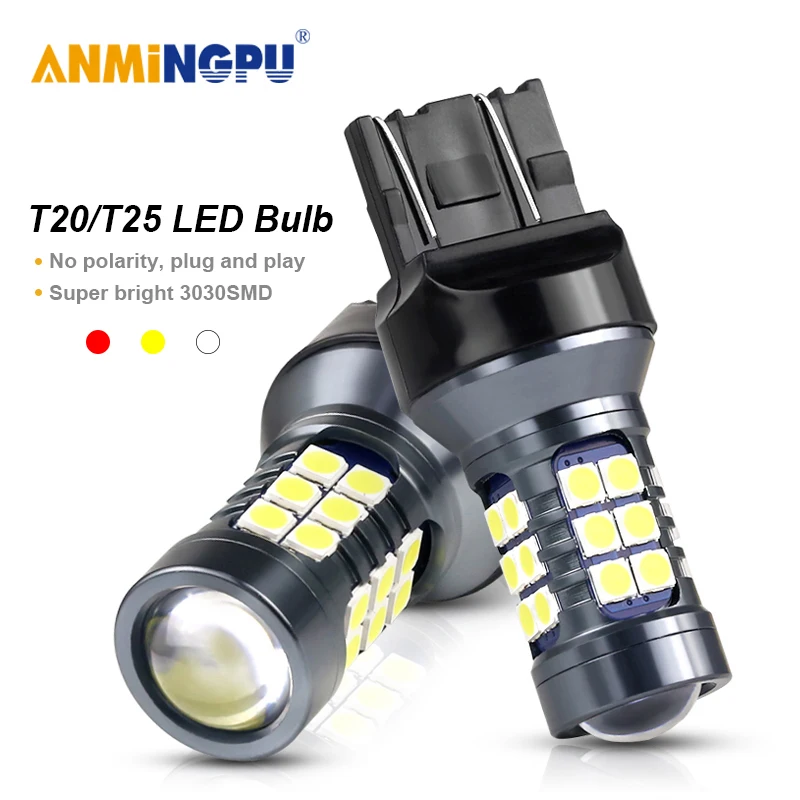 ANMINGPU 2x сигнальная лампа T20 Led 7443 W21/5W W21W 7440 3030SMD T25 3157 P27/7W 3156 P27W парковочные огни