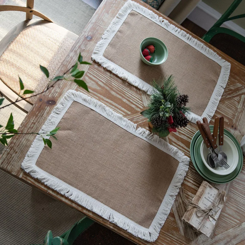 

1PC 30cm Linen Dinner Placemats Natural Flax Insulation Pad Plate Bowl Cup Mat Table Suitable For Kitchen Dining Room