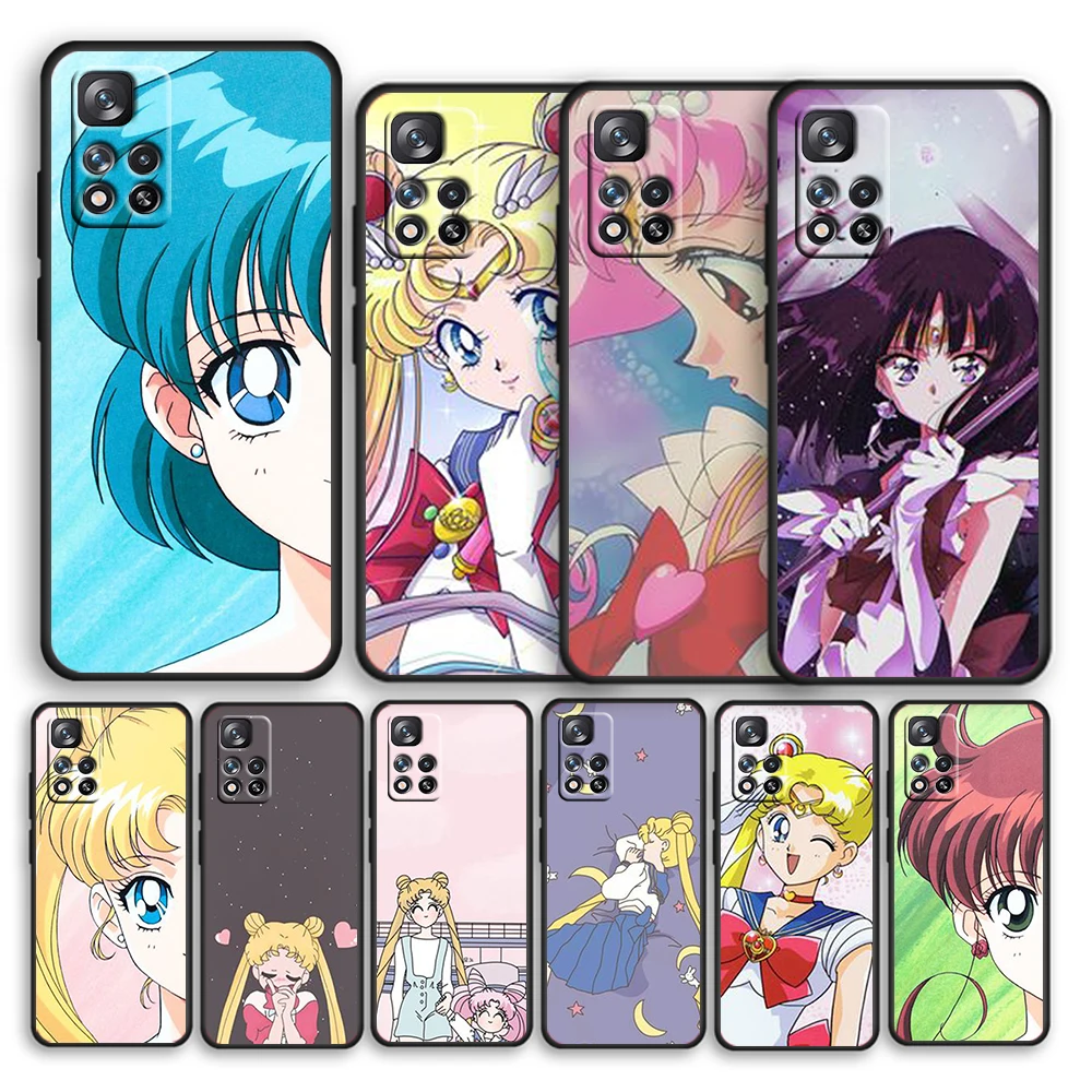 

Anime Girl Moon Magic For Redmi 10 K40 K30 Ultra Pro Gaming 9T 9AT 9A 9C 10X Pro 10X GO Silicone Soft Black Phone Case