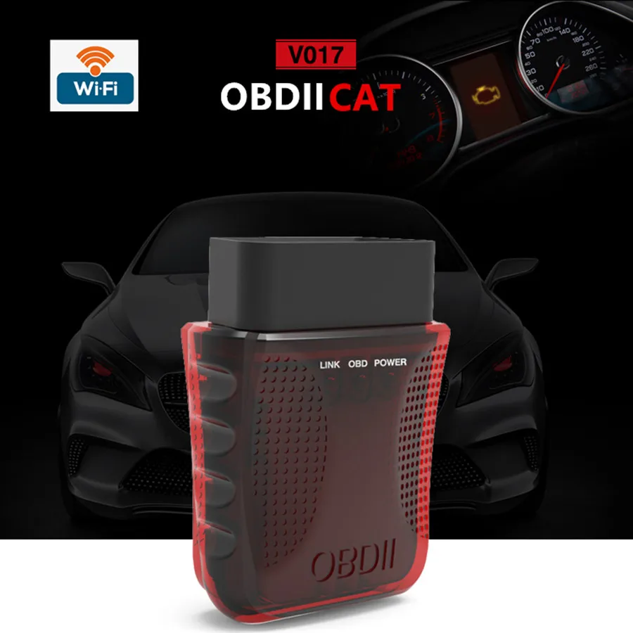 50PCS/LOT DHL OBDIICAT-V17 For Android/IOS ELM 327 V1.5 WIFI OBD2 Scanner ELM327 V1.5 wifi OBD 2 OBD2 Car Auto Diagnostic Tool