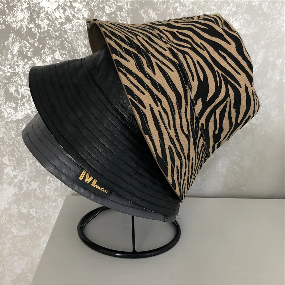 Женские двухсторонние шляпы с принтом зебры рыбацкая шляпа модные из