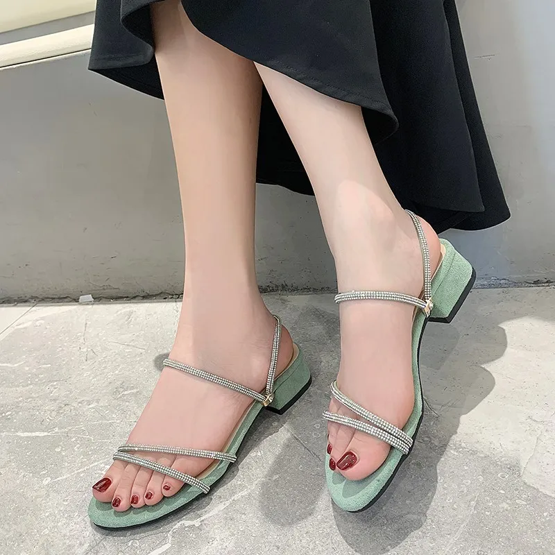 

Shoes Square heel Ladies' Slippers Med Glitter Slides Slipers Women Block Summer Jelly 2021 Scandals Rubber Rome Hoof Heels PU