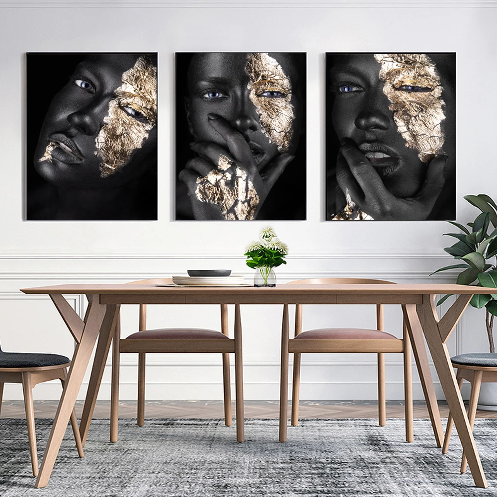 

Black Gold Nude African Art Woman Oil Painting on Canvas Cuadros Posters and Prints Scandinavian Wall Picture for Living Room