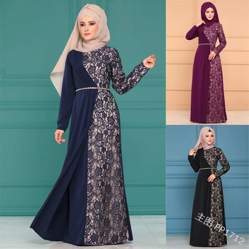 Элегантное мусульманское кружевное Абая Макси-платье, сексуальное вечернее платье, кардиган, кимоно, длинное платье, платья, на Ближний Вос...