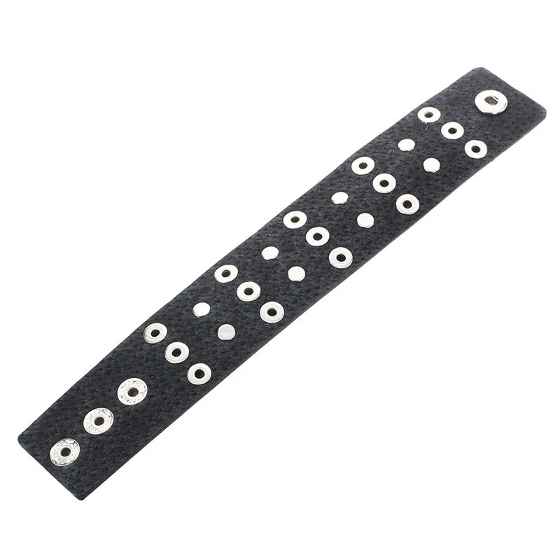 

Metal leather men bracelet with Spikes Studded Black