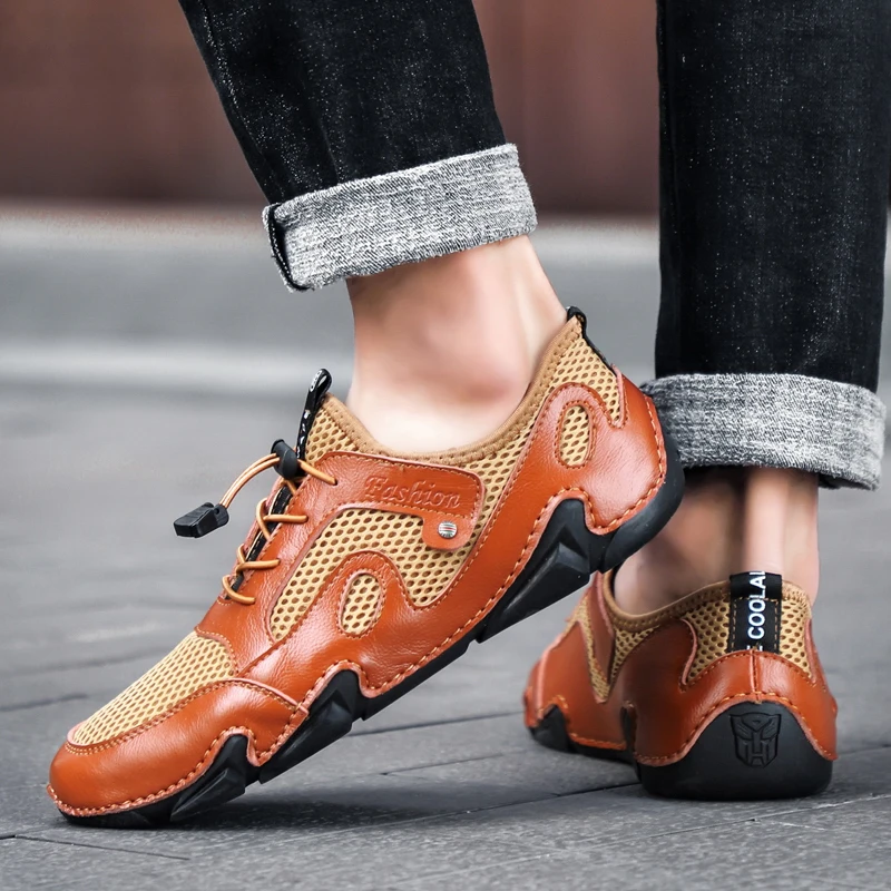 

2021 New Men's Casual Shoes Fashion Comfortable Men's Shoes High Quality Mesh Men Driving Shoes Handmade Flat Shoes Big Size 46