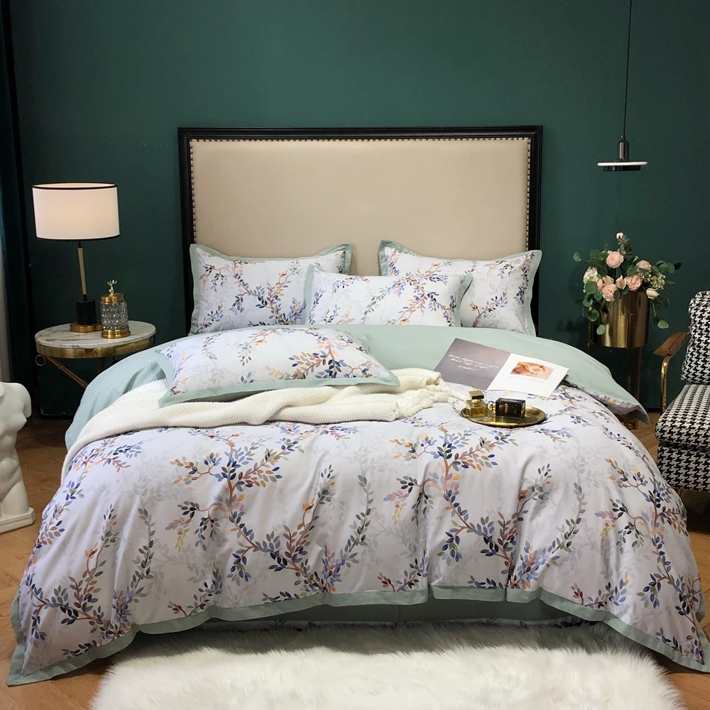 Комплект постельного белья TUTUBIRD с голубым цветочным рисунком сатин 100%