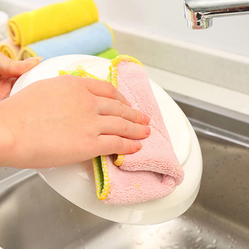 

5Pcs Non-Stick Oil Dish Towel Kitchen Dish Cloth Washing Cloth Microfiber Absorbent Cleaning Towel Kitchen Dishwashing Cleaning