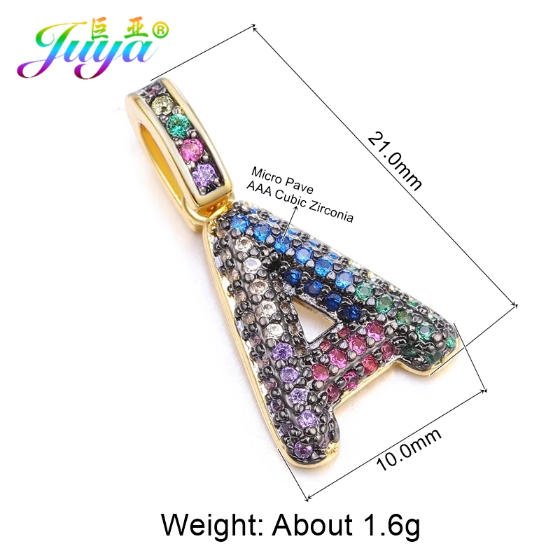 Juya DIY шнур кожаный вывод многоцветный Циркон с радужным блеском золото 26 буквы алфавита кулоны с надписями поставки