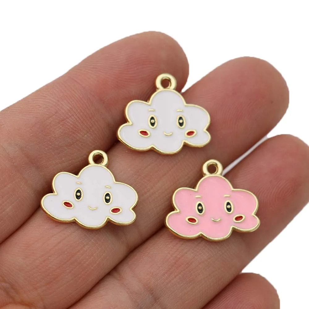 

5Pcs Enamel Gold Plated Cloud Charm Pendant for Jewelry Making Bracelet Necklace DIY Earrings Accessories Craft 20x15mm