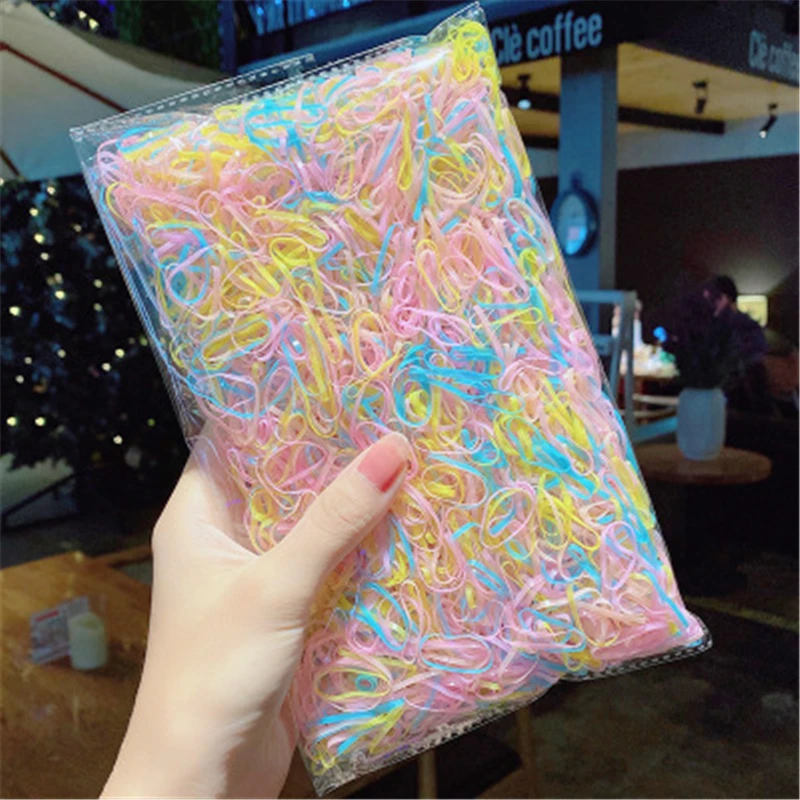 

3000PCS/Set 2cm Colorful Large Disposable Elastic Rubber Bands Children Ponytail Holder Hair Bands Kids Fashion Hair Accessories