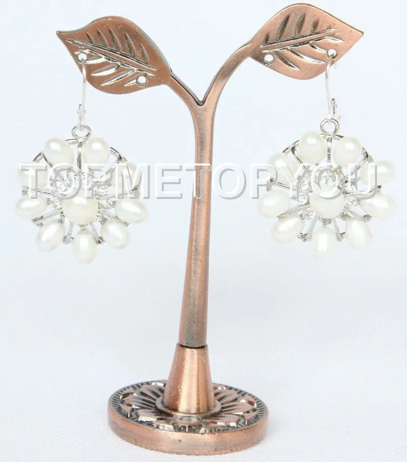 Оптовая продажа Висячие 30 мм снежинки форма белый жемчуг серьги 925 серебряный