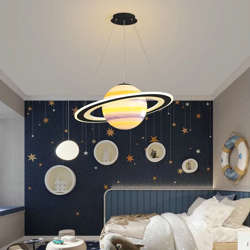 

Nordic creative planet chandelier children's bedroom chandelier modern minimalist LED dining room living room study room lamps