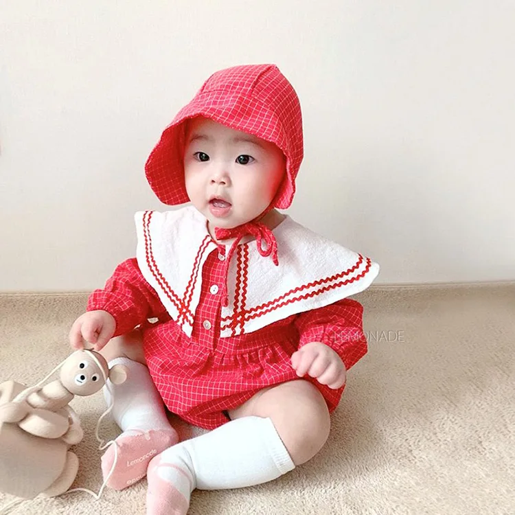 Весенне-осенний детский цельный костюм с квадратным воротником и ромашками