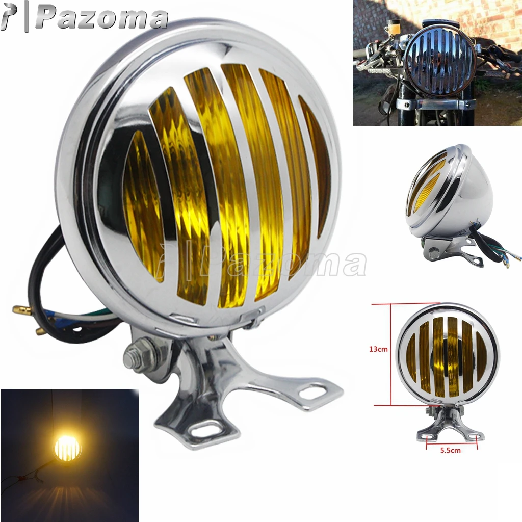 Хромированный витейный светильник для головы мотоцикла стальной решетчатый