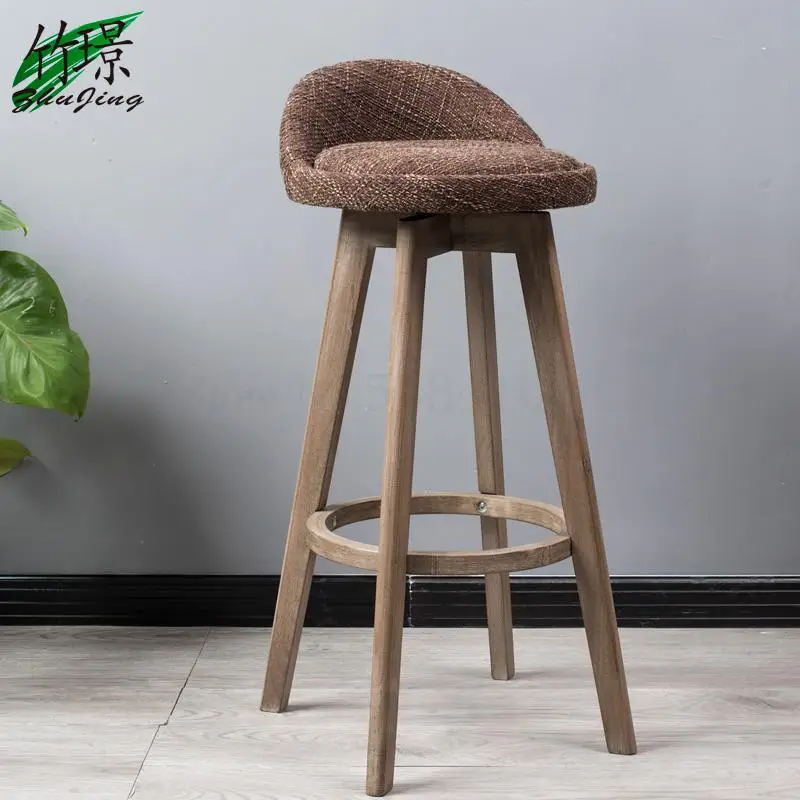 Стул барный вращающийся в стиле ретро из Букового дерева| |