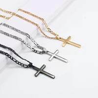 316l stainless steel figaro chain necklace for men women gold silver cross pendant waterproof nk necklaces fashion jewelry gift