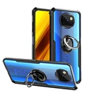 чехол на Poco X3 Pro чехол с держателем, покофон-x3-про акриловая прозрачная задняя панель + ТПУ мягкий амортизирующий бампер поко x3 нфспоко х3 про противоударный чехол Xiaomi PocoPhone X3M3F3X3-Pro